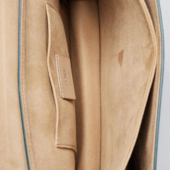 Fendi Light Blue Smooth Leather Kan I Medium Shoulder Bag 8BT283 - Picture 11 of 12